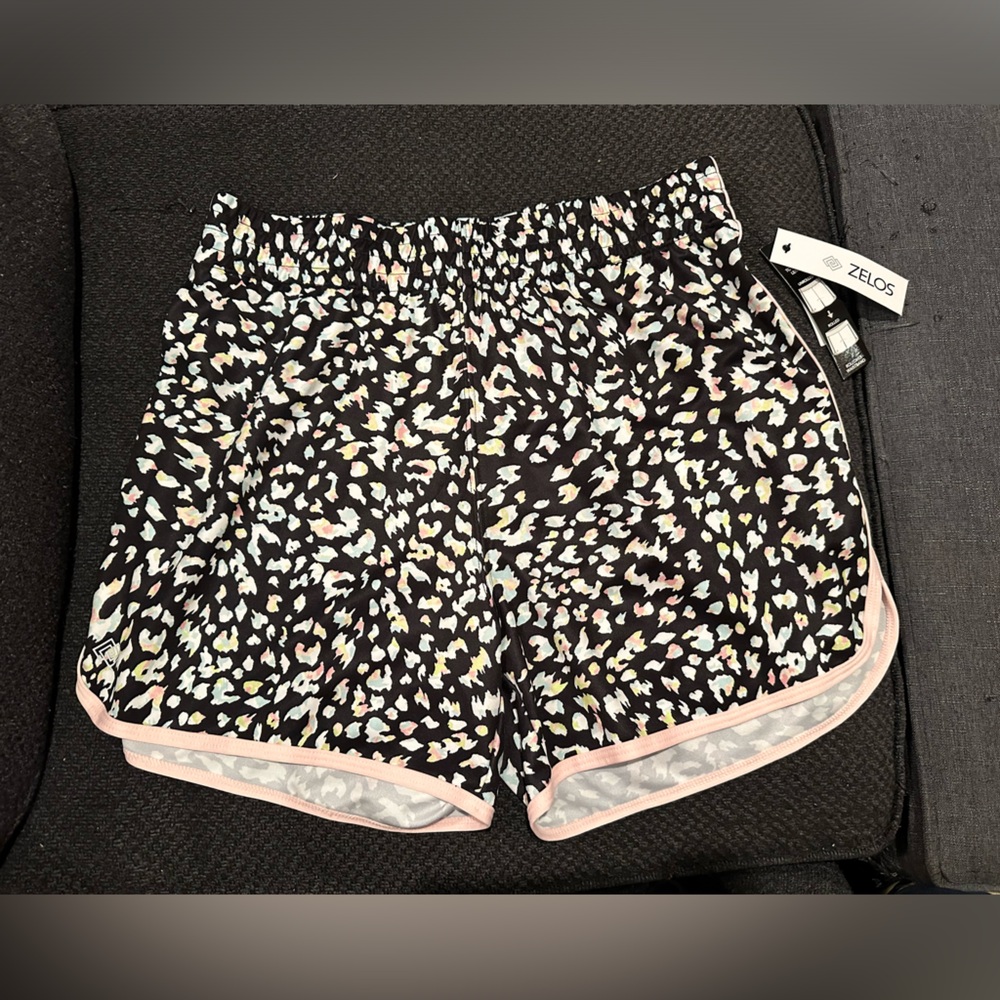 ZELOS Black and Pink Leopard Print Shorts NEW SIZE M